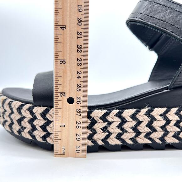 SOREL Cameron Flatform Sandals Womens 9.5 Black Natural Leather Platform Comfort - Picture 10 of 10